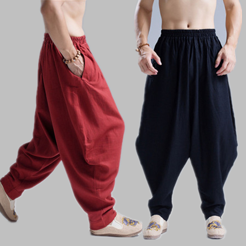 Men's Spring and Summer Loose Plus-Size Harem Pants Ethnic Style Artistic Casual Wide-Leg Lantern Indian Drop-Crotch Pants