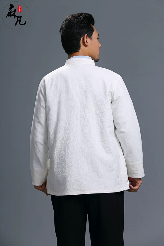 Mùa xuân và mùa thu Trung Quốc phong cách truyền thống Tang quần áo lanh nam áo khoác cotton và vải lanh nút cổ áo quốc gió trang phục dân tộc mường