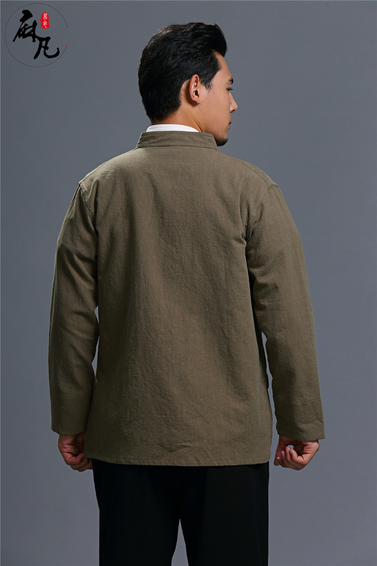 Mùa xuân và mùa thu Trung Quốc phong cách truyền thống Tang quần áo lanh nam áo khoác cotton và vải lanh nút cổ áo quốc gió áo thể thao