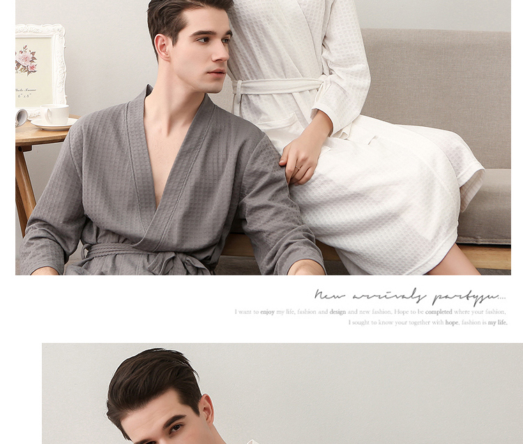 Áo choàng tắm nữ mùa hè mỏng sexy nightdress waffle couple áo ngủ nam mùa xuân và mùa thu yukata SPA dành cho người lớn đồ ngủ đầm ngủ đẹp