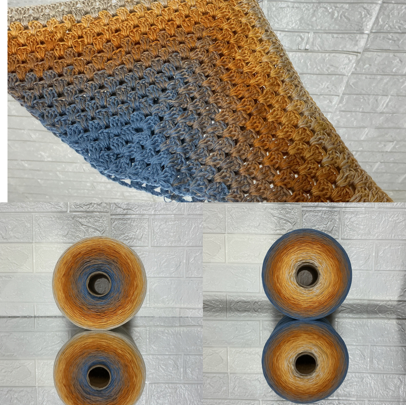 Sunset Glow 8-Strand 100% Cotton Cake Yarn Gradient Color Hand-Knitted Shawl Blanket, Etc Sunset Glow 8-Strand 100% Cotton Cake Yarn Gradient Color Hand-Knitted Shawl Blanket, Etc