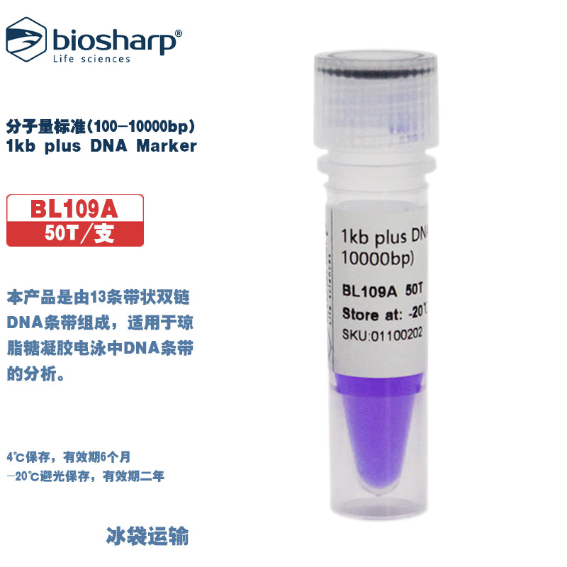 白鲨 BL109A 1kb plus DNA Marker分子量标准(100-10000bp)50T/支
