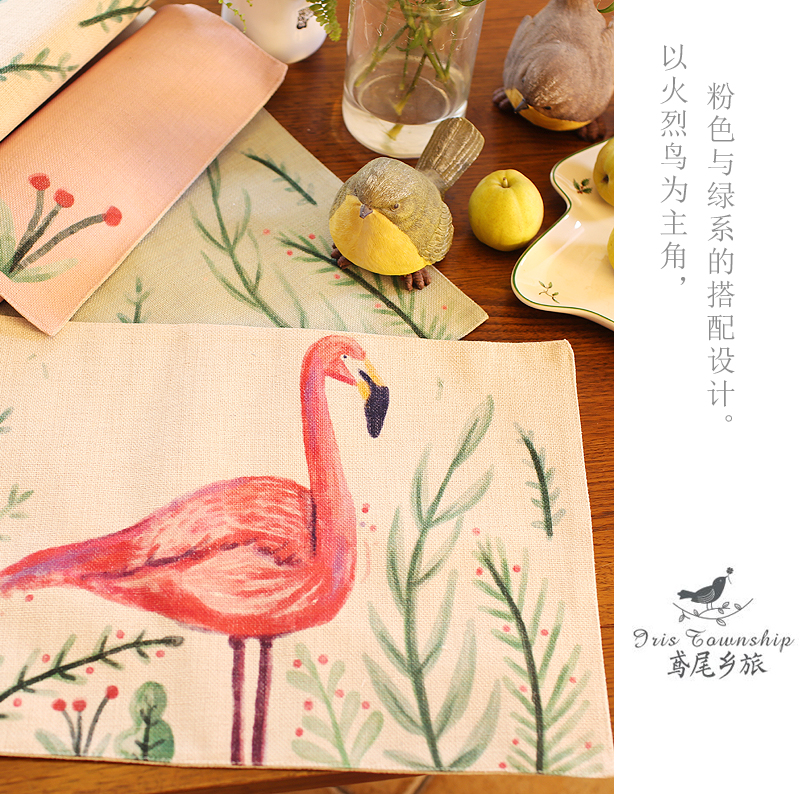 Bắc Âu và Mỹ phong cách flamingo placemats pad bảng khăn trải bàn cách nhiệt pad trang trí vải coaster bát mat bàn cà phê trang trí vải khăn trải bàn tết