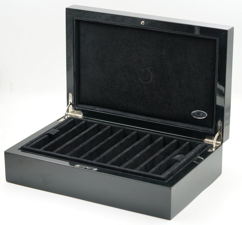 Italian MASTRO DE PAJA Black Baking Varnish Double pen Collection Box 20 ONLY MAGNETIC LOCK