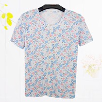 Middle-aged womens summer thin sleeveless cotton cardigan vest Elderly placket short-sleeved cotton loose half-sleeve undershirt