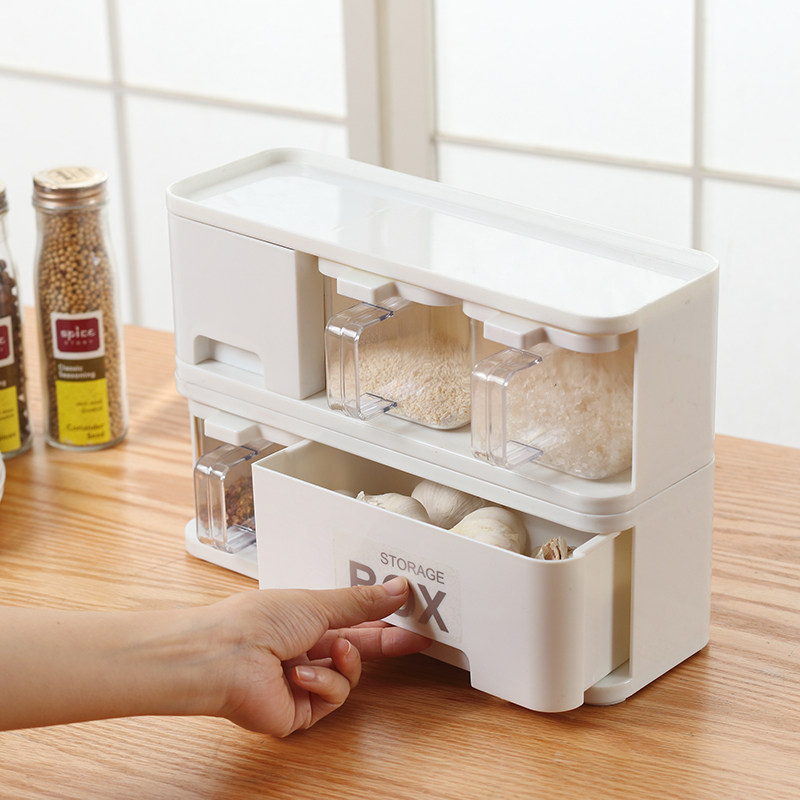 Multi-function seasoning box shelf Seasoning bottle storage shelf Seasoning tank storage box Seasoning kitchen supplies set