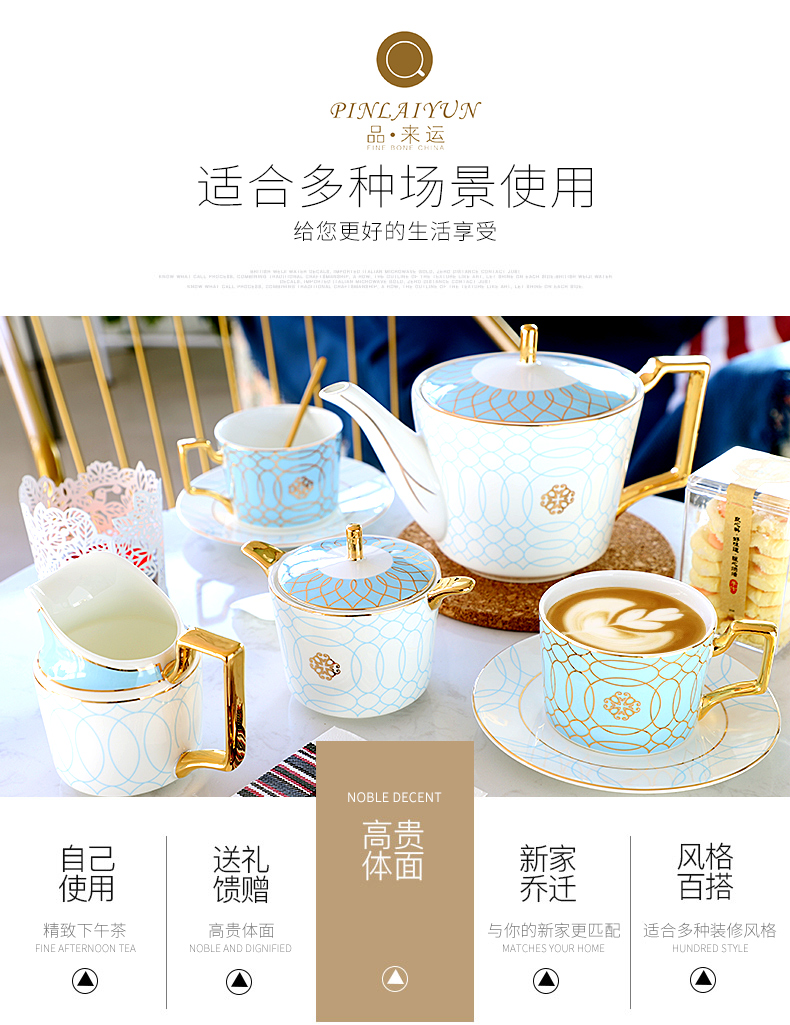 European style afternoon tea tea set suit English coffee cup gold plated ipads porcelain teapot home coffee set with a small key-2 luxury