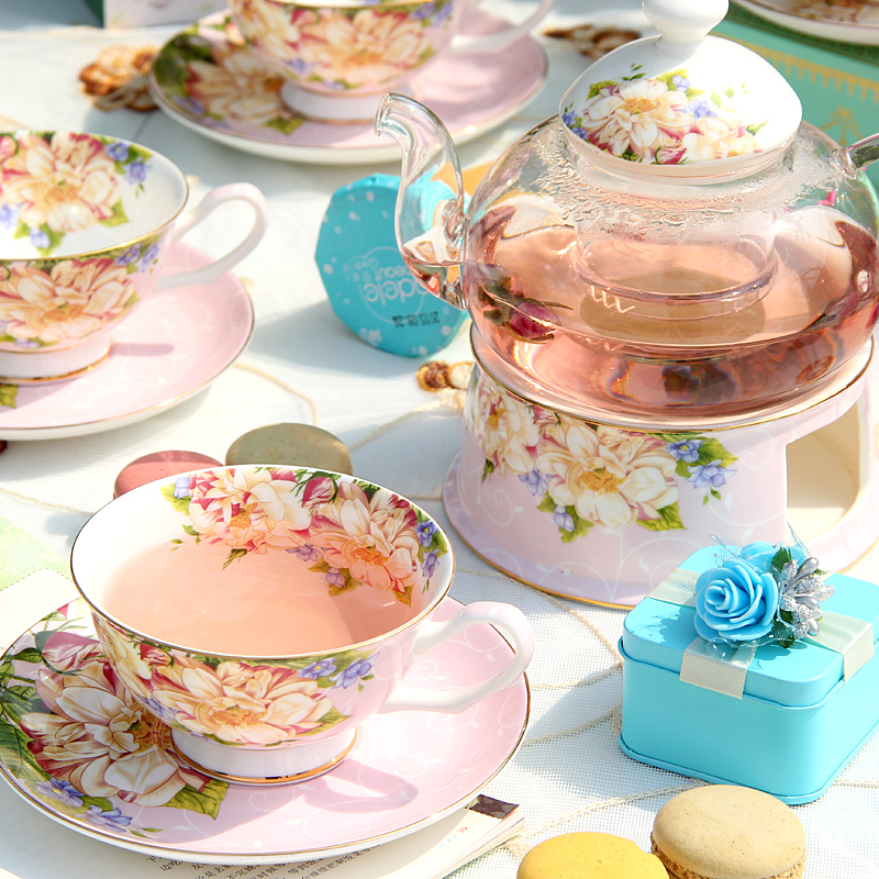 Afternoon tea tea cups fruit tea pot set heating ceramic light key-2 luxury glass tea cups household candles