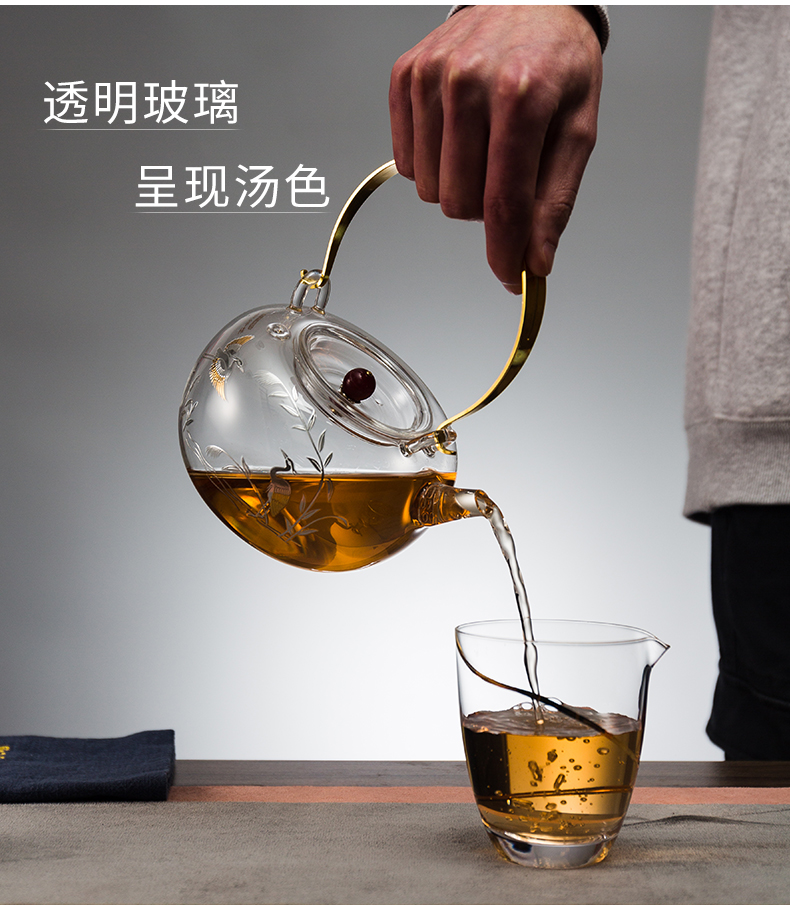 Burn it RongShan hall of gold and silver glass stainless steel tank.mute the boiled tea, the electric kettle TaoLu tea stove set tea service