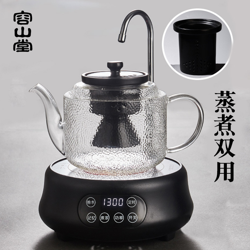 Rongshan Hall Electric appliances glass cooking teapot ceramic cooking double liner steam teapot thickened automatic upper hydropower pottery furnace thickness
