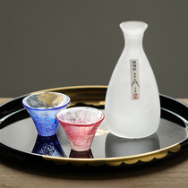 Co-combined Japan Imports Fuji Mountain Cherry Blossom Wine Gift Box Suit Japan style Artisanal Gradient Clear Wine Pot Wine Goblet