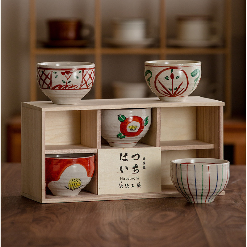 Tonghe Home Furnishing Japan imported Mino yaki gift box set Japanese-style household handmade ceramic rice bowl hand-painted pattern