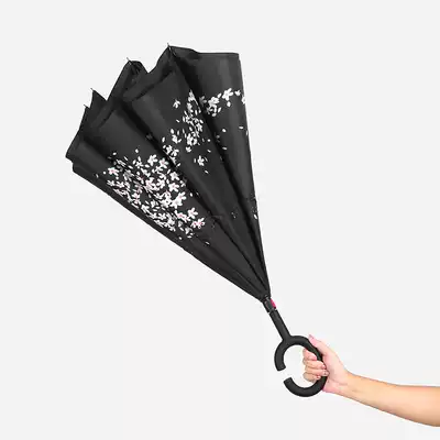 Non-holding double-layer large umbrella manual long handle reverse umbrella large double super large male car female anti-storm umbrella