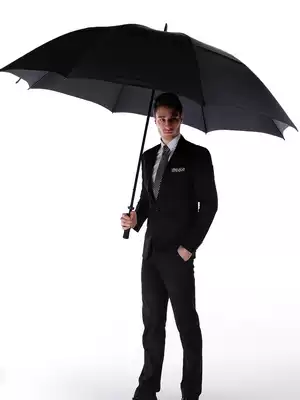 Umbrella straight handle reinforced wind-proof automatic men and women oversized three-four double-layer anti-storm custom advertising long-handled umbrella