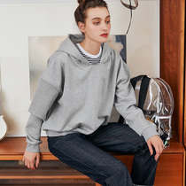 evewang gray short hooded sweater womens loose pullover long-sleeved velvet jacket autumn casual hoodie