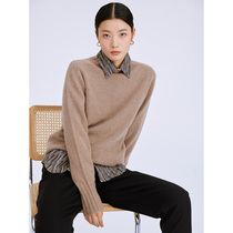 evewang basulan wool half high neck long sleeve pullover sweater women solid color commuter sweater