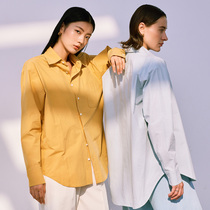 Yiwei boyfriend wind long sleeve shirt Women paper feel long staple cotton environmental protection organic ecological fabric BF wind solid color shirt