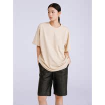One Wei evewang heavy weight 280g thick T-shirt female simple style straight loose round neck solid color half sleeve T