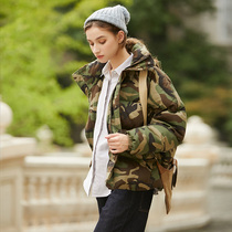 evewang camouflage short down jacket womens 2019 winter new thickened bread suit cotton coat multidimensional upgraded version