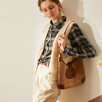 evewang Korea imported first layer cowhide envelope bag anti-velvet leather crossbody bag shoulder bag genuine leather armpit bag for women