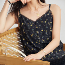 First Mi Su Daisies silk camisole women mulberry silk thin inner tie base shirt V-neck wild sexy little shirt