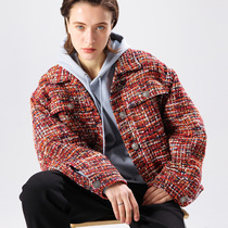 evewang thickened cotton coat small fragrant wind jacket Autumn and winter padded loose thin tweed wild womens jacket