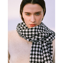 Yiwei special coarse black and white bird grid scarf female British lattice rectangular autumn and winter small shawl
