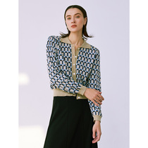 One Wei evewang exquisite Plaid jacquard knit long sleeve French cardigan womens single breasted sweater short coat