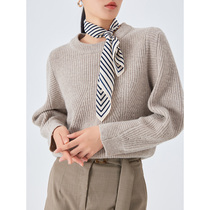 One Wei evewang round neck pullover pure wool thick needle sweater lamb leg sleeve design autumn winter sweater