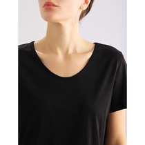 evewang slub cotton T-shirt womens modal cotton blend breathable T-shirt large round collar short sleeve thin base T-shirt