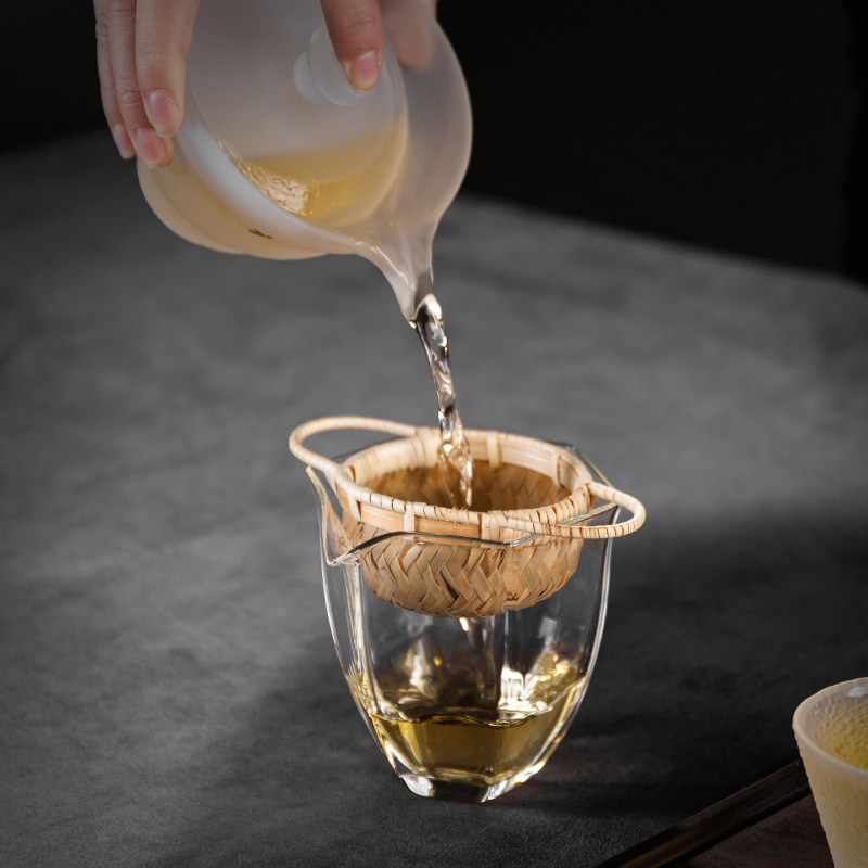 Frost-lowering bamboo weaving rattan chine root tea filter tea leakage retro tea residue tea channel filter Tea machine woven strainer tea tea leak net-Taobao