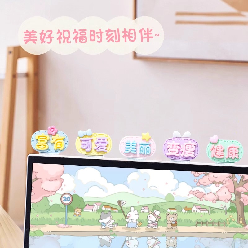 Desktop Computer Screen Decorative Frame Ornament for Office Desk Workstation Healing Monitor Accessory