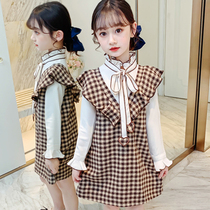 French A Knackfuss girl dress ~ autumn dress Korean version of foreign sweaters cardigan coat big boy two-piece set