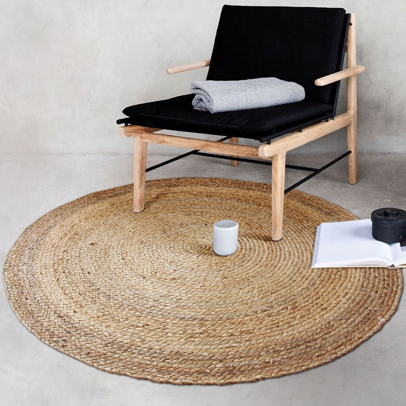 Cezanne natural handmade grass woven round jute carpet Environmental protection Nordic living room coffee table Study Bedroom floor mat customization