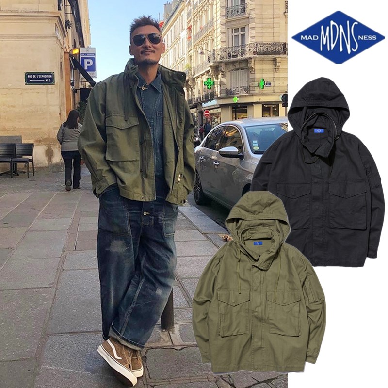 MADNESS Autumn winter Leisure 100 lap jacket Male Yu Wenle Tide Card MDNS Military Wind Multi-Pocket Tooling Jacket