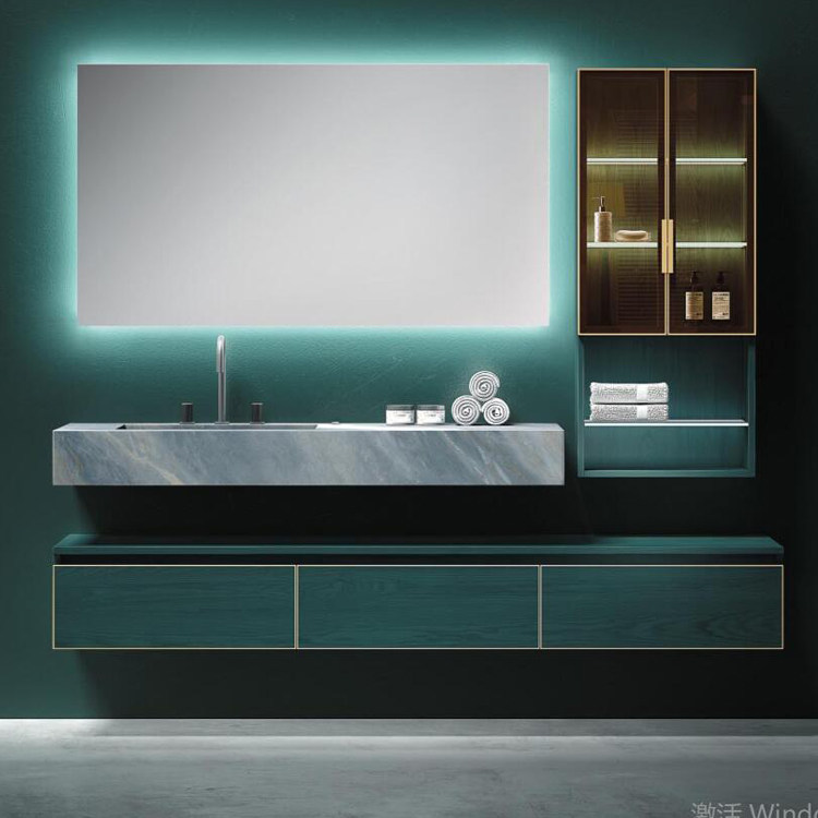 Minimalist Light Luxury Modern Slate Bathroom Cabinet Washbasin LED Smart Mirror Customized Changzhou Hongxingjia World Store - Taobao