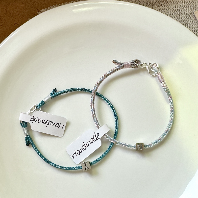 Rainbow Cosmo Your Name Original Couple Bracelet Letter Handmade Minimalist Style Pure Silver