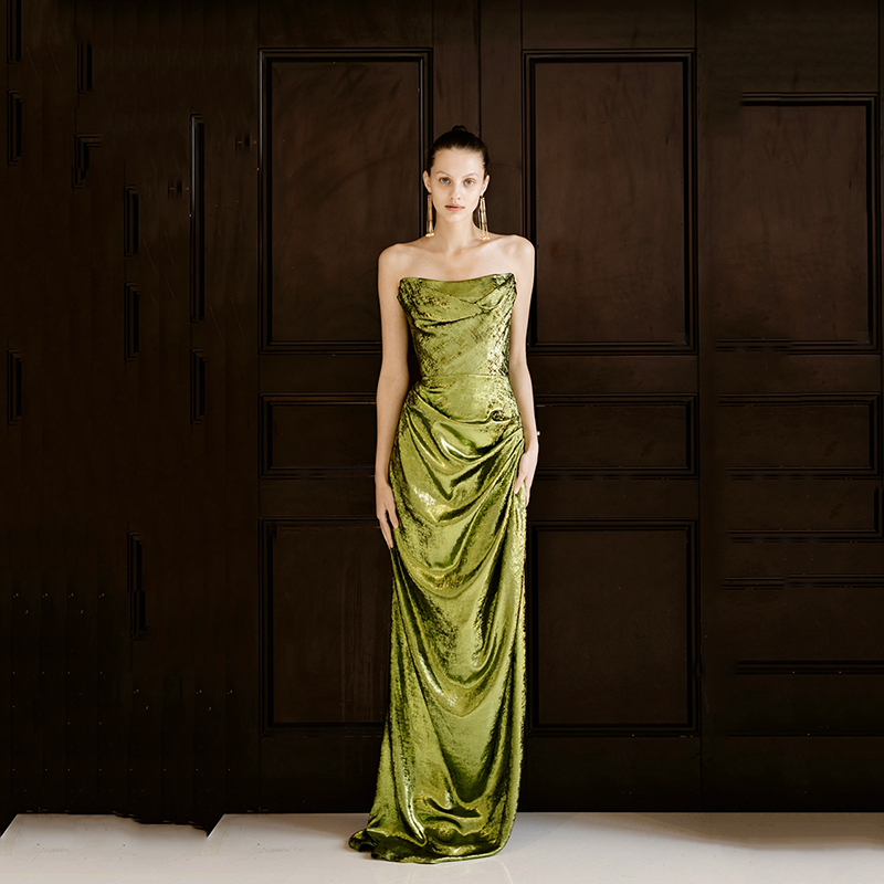 New Unique Strapless Bridal Toast Dress, Elegant and Fashionable Wedding Banquet Dress, Wedding Lawn Dance Dress, Birthday Dress