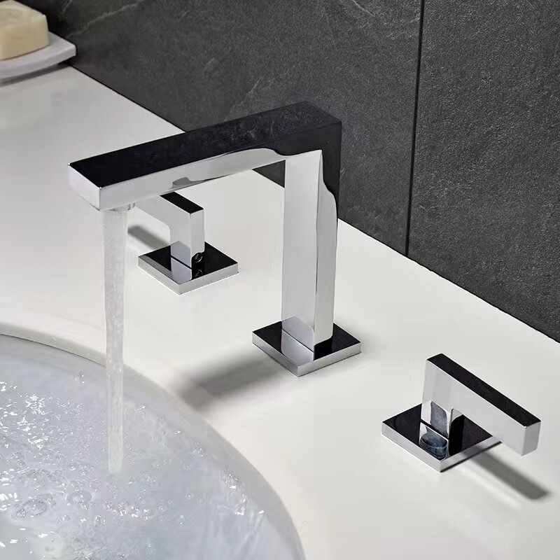 All-Copper Cabinet Faucet, Hot and Cold Water Washbasin Faucet, Three-Piece Set of Accessories, Telescopic Split-Type Faucet
