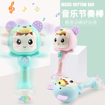Baby rattle 0-1 year old baby children bite glue hand rattle music rhythm stick with sound and light story