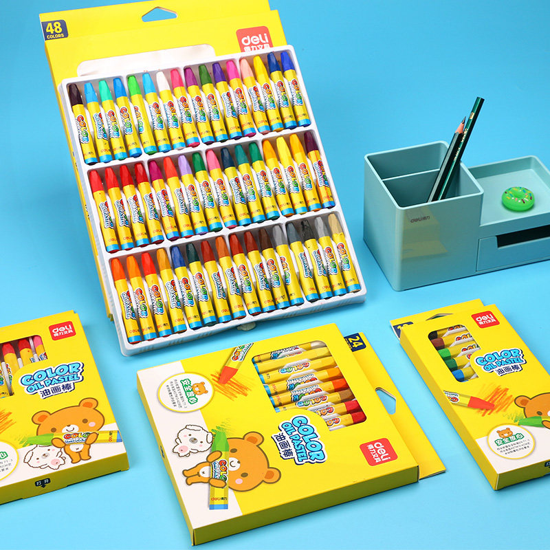 Powerful oil pastel baby crayon learning to use safe and secure multi-specification optional color pen crayon set 24 colors kindergarten oil brush crayon safe