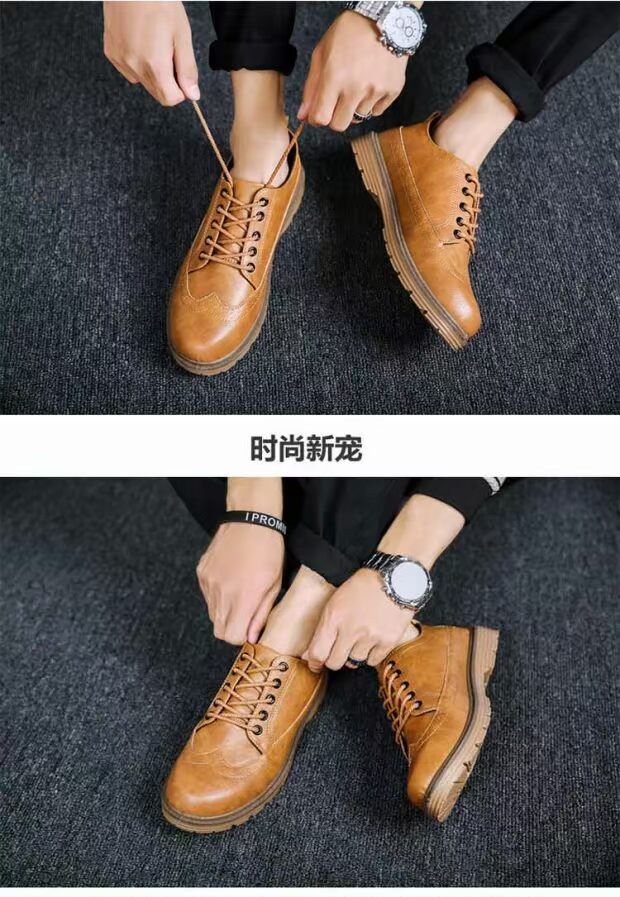 Mùa thu giày nam mới xu hướng thấp để giúp giày Martin retro Anh dụng cụ chống gió chống thấm tròn đầu lớn khogiaythethao