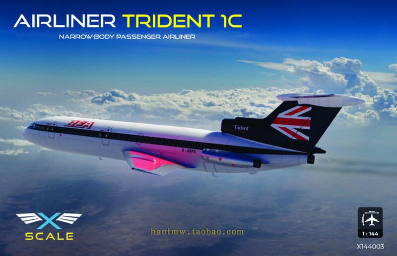 X144003 British Hawker Siddeley Hs-121 1C Trident Passenger Aircraft 1/144 Plastic Assembly Model