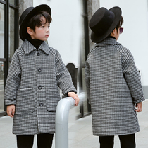 Childrens checkered wool What about the Korean version of the boys fur coat 2021 autumn and winter new baby boy dress foreign air