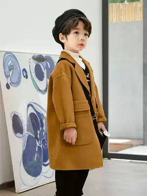 Children's double-sided cashmere woolen coat 2021 autumn and winter new boy woolen coat baby middle and big child Korean suit
