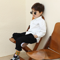 Boys shirt spring and autumn Korean version of foreign style cotton long sleeve childrens shirt 2021 New Baby casual base top