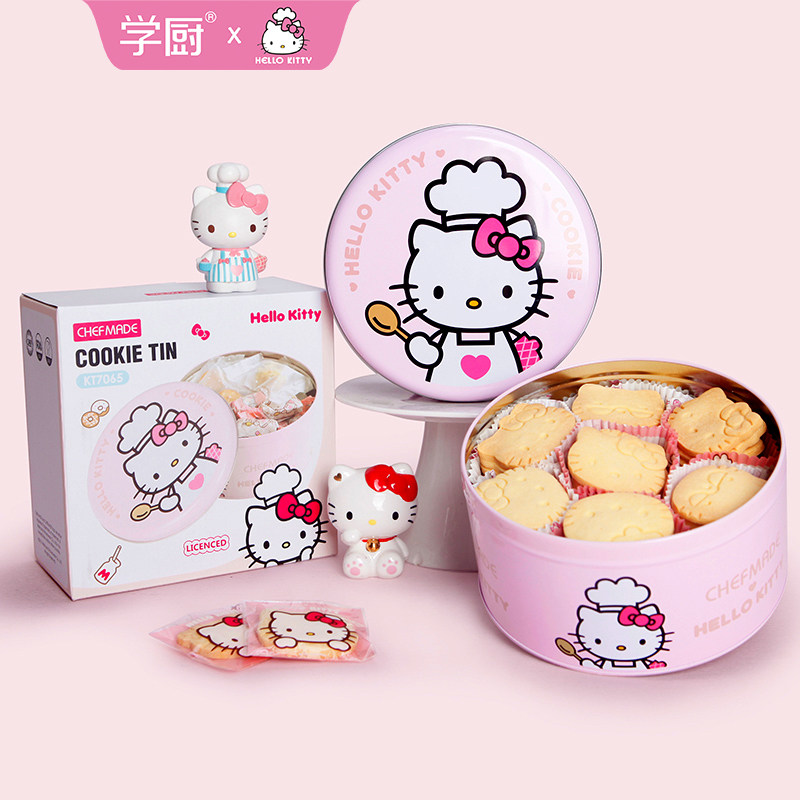 Учитесь ГОТОВИТЬ и HELLO KITTY, милый мультяшный трехмерный торт, печенье, пресс для выпечки, набор для нарезки фруктов из четырех частей Изображение 1