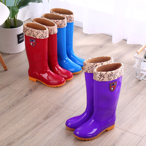 Fashion Rain Shoes Lady Midtubes Warm Rain Boots Non-slip Women Style Water Shoes High Cylinder Glue Shoes Adults Plus Cotton Water Boots Shoes