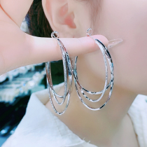 Multilayer Large Earrings 2021 New Tide Pure Silver Needle Large Circle Earrings Summer Temperament The Goddess Fan Exaggerated Earrings