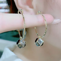 Shiny Drill Ball Circle Earrings 2021 New Tide Korea Temperament Net Red 100 Hitch Pendant Silver Needle Circle Ear Accessories